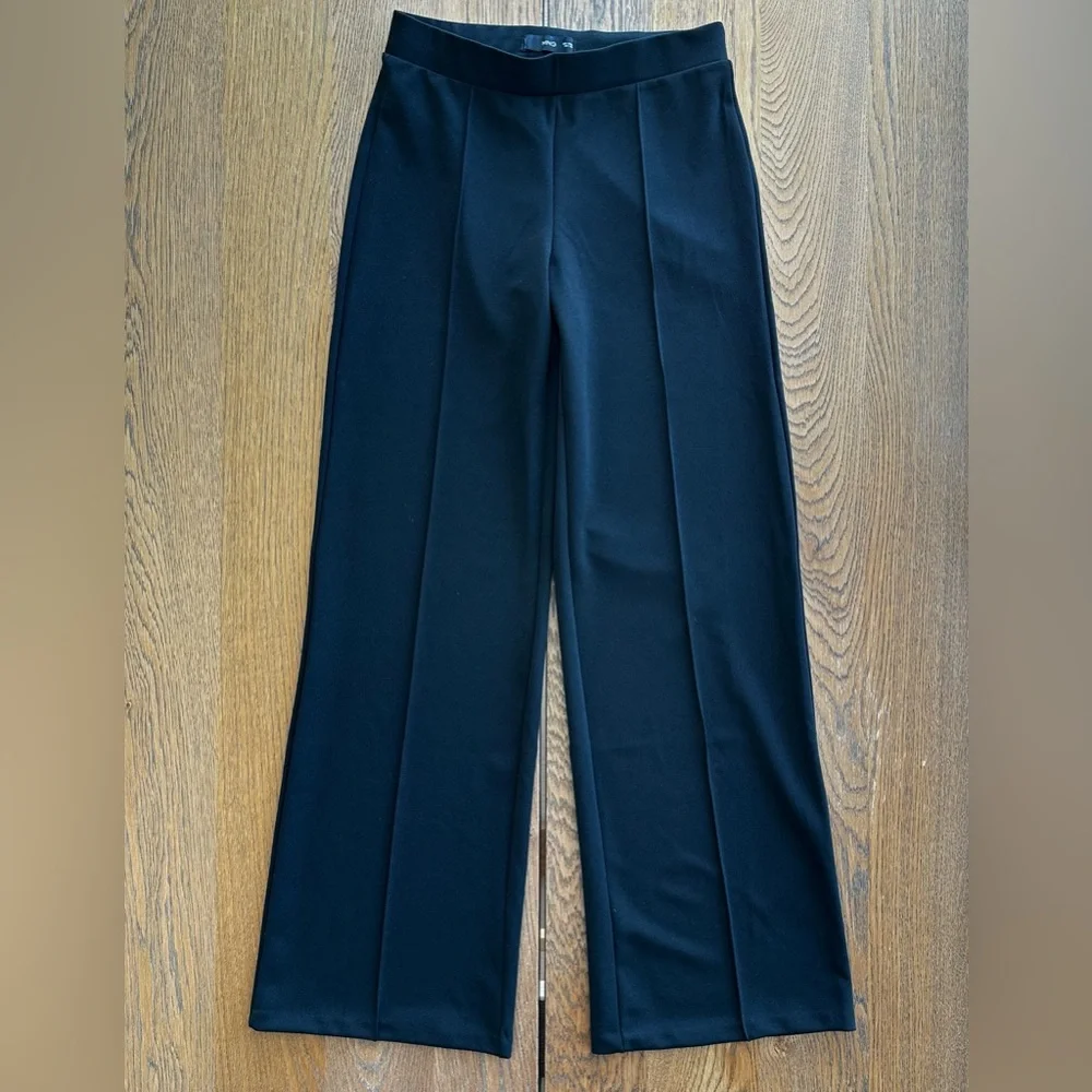 MNG Black Pants Center Detail Elastic Waist Wide Leg Workcore Whimsigoth Classic - Picture 4 of 13